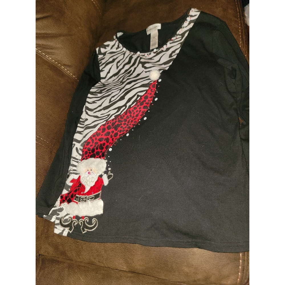 Draper's and Damon's women's holiday Christmas santa top‎ size XL